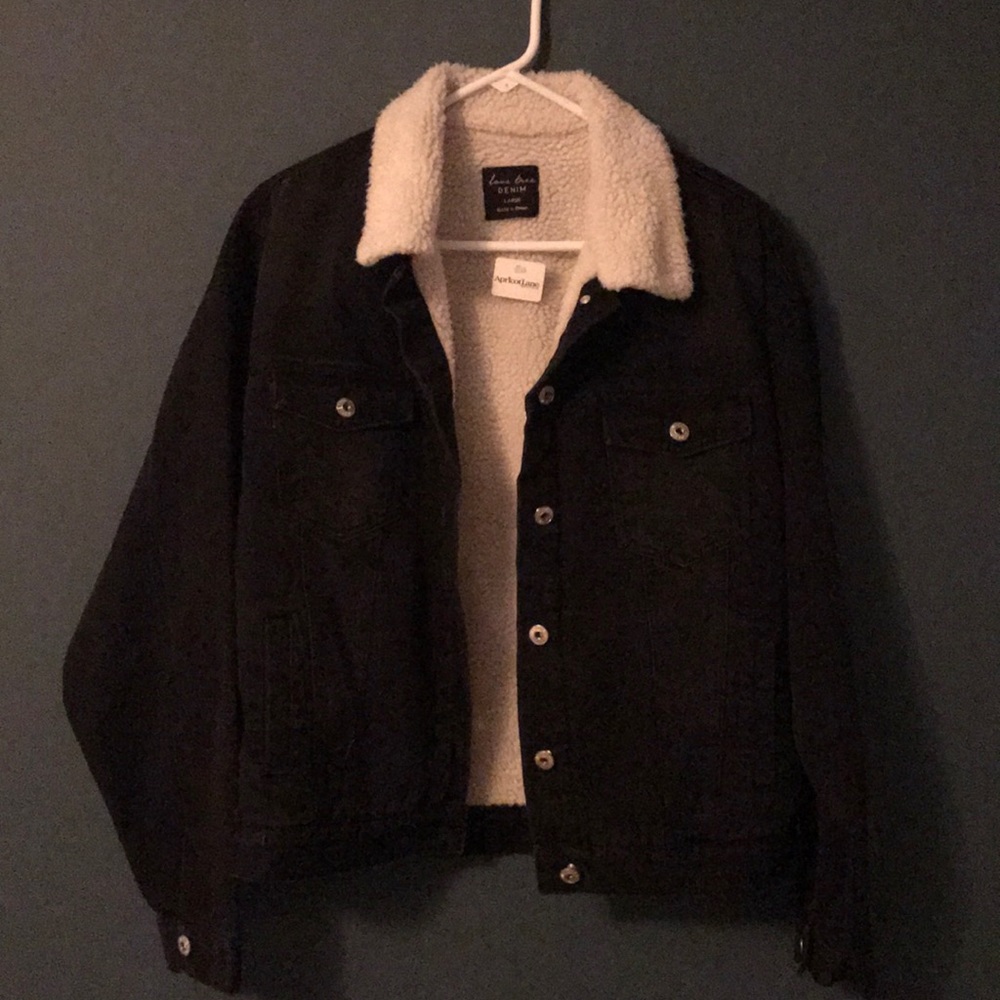 Black Denim Jacket with Sherpa Lining